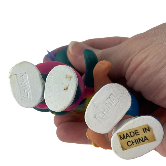 Vintage Troll Dinosaur Alligator Crocodile Toy Figures Blue Girl Yellow Boy - Picture 3 of 4